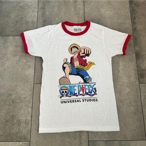 One Piece Universal Studios red white ringer t-shirt Monkey D. Luffy XS